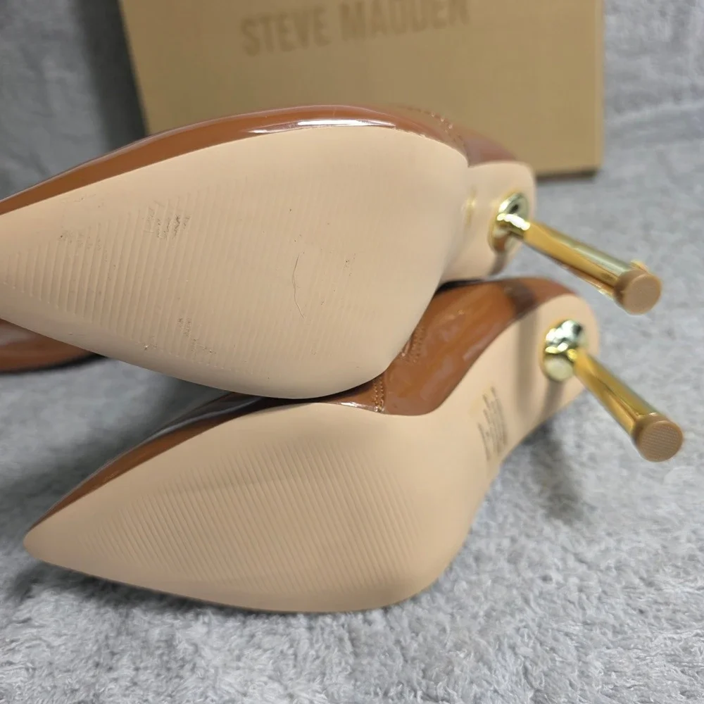 Steve Madden Over The Knee Boot Cognac Patent Stiletto Women 7.5 New